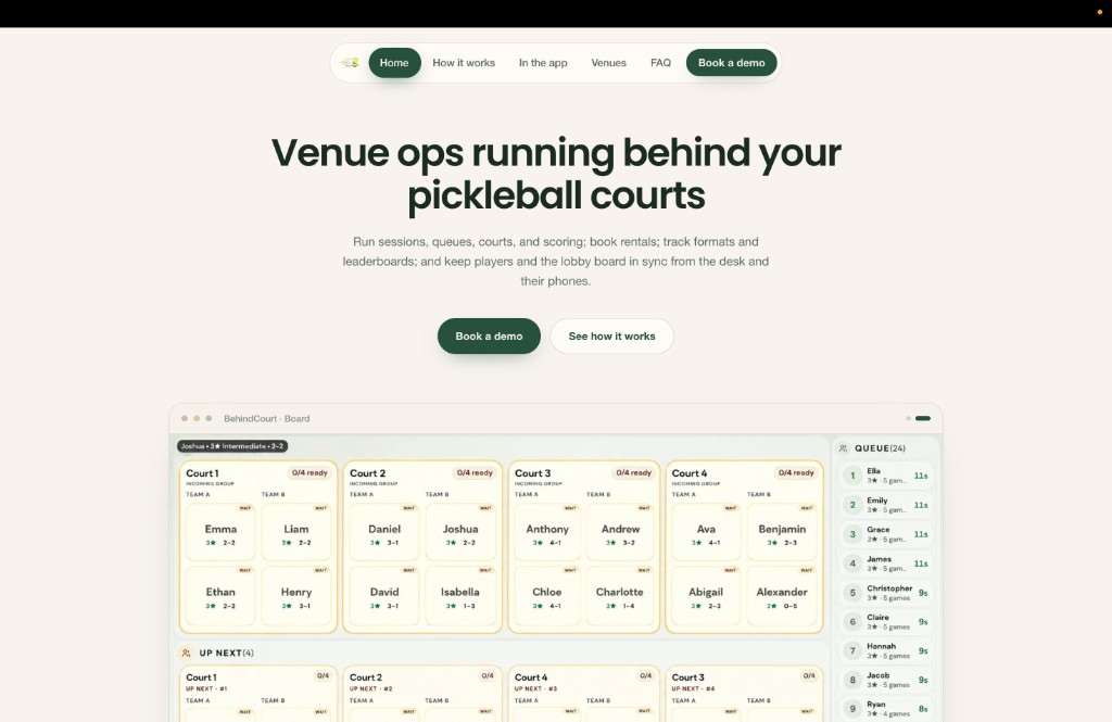 BehindCourt interface
